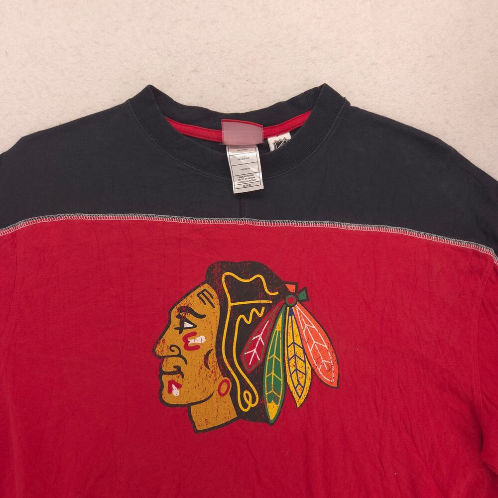 Reebok Chicago Blackhawks Crew Neck Graphic Hockey T Shirt Mens Size M Red